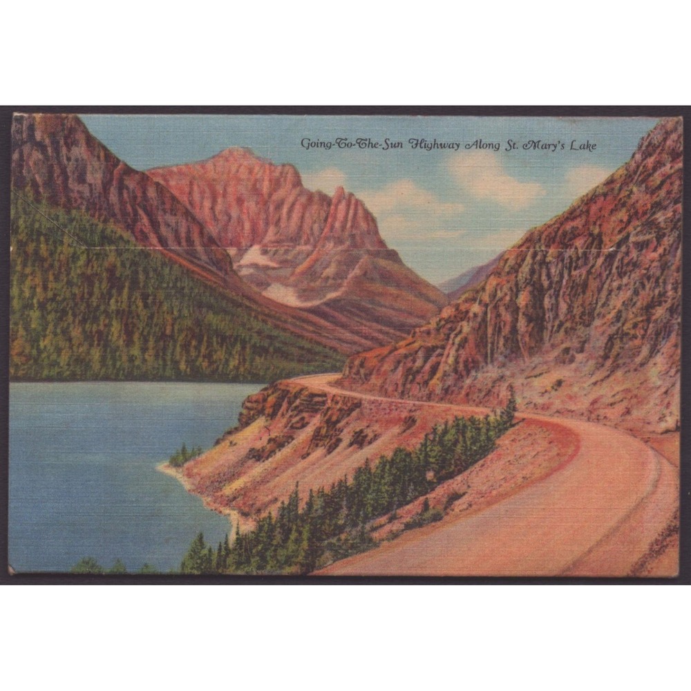 Glacier National Park Montana MT Garden Wall Going-To-The-Sun 1934 Linen Postcar - Picture 2 of 2
